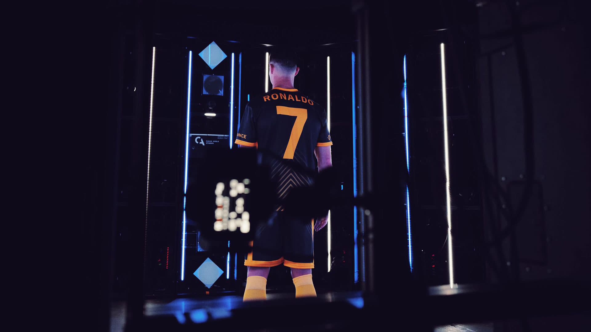Behind-the-scenes image from the CR7 partnership campaign.