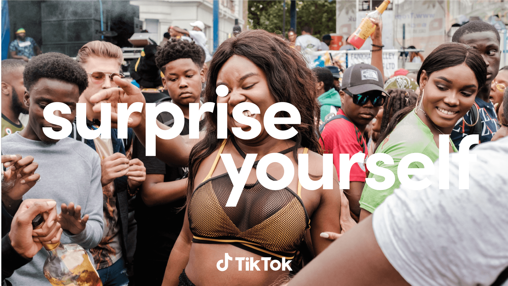 TikTok global brand refresh prompt artwork: Surprise Yourself.